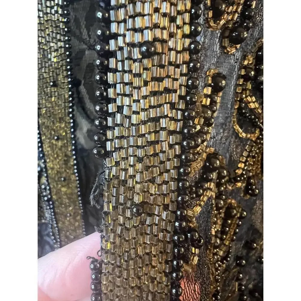 Scala Evening Wear Sheer Beaded Lace Vintage Long Cardigan Jacket Size Small